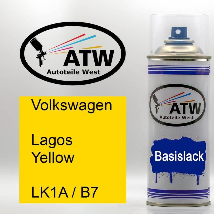 Volkswagen, Lagos Yellow, LK1A / B7: 400ml Sprühdose, von ATW Autoteile West.